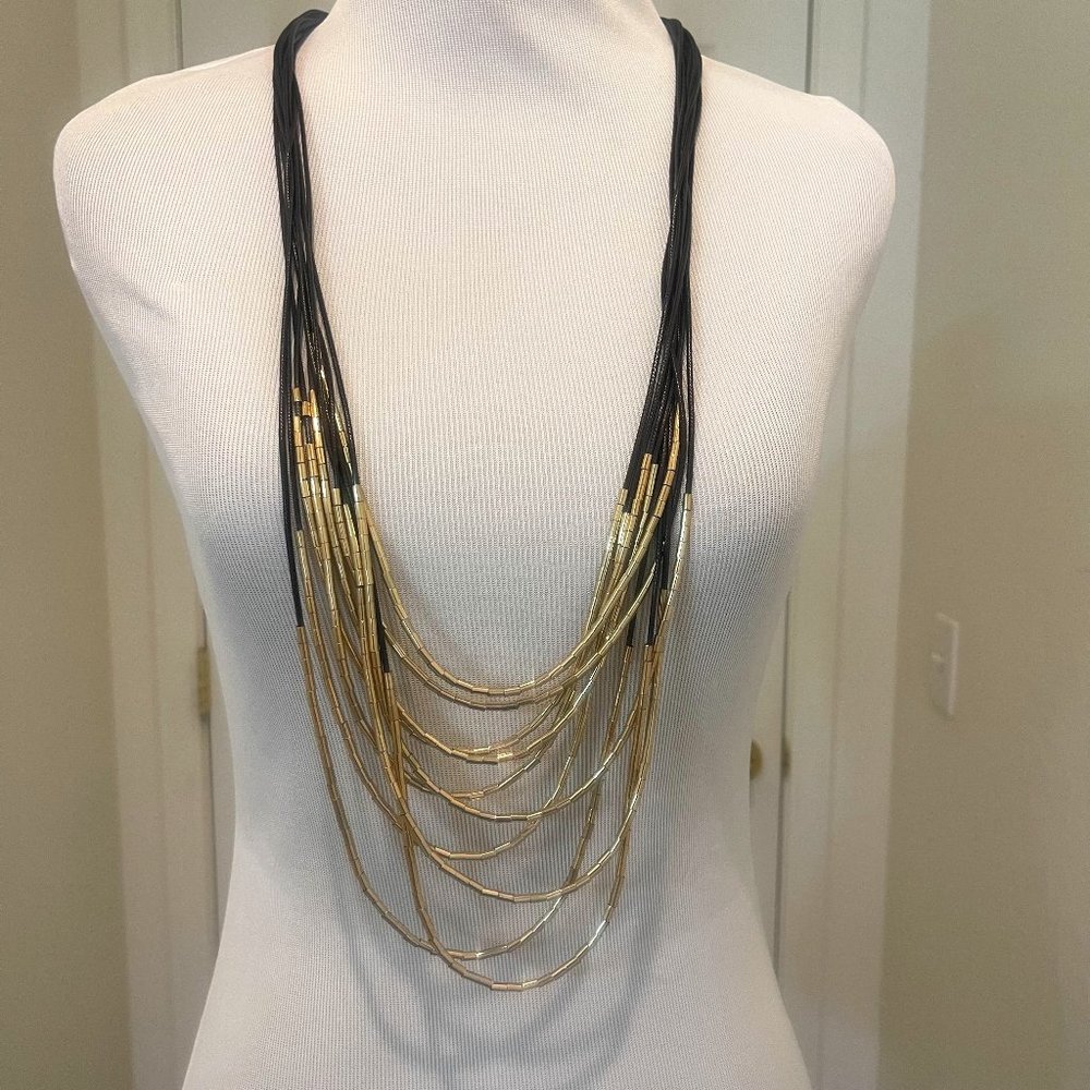 Natasha Jewelry Black and Gold Necklace